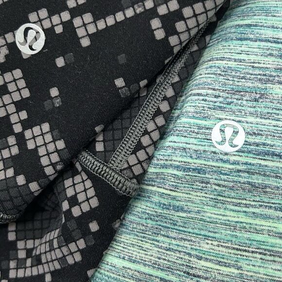 2- Lululemon Women's Size 6 Crop‎ Leggings Multicolor Athletic Cropped - Picture 1 of 13